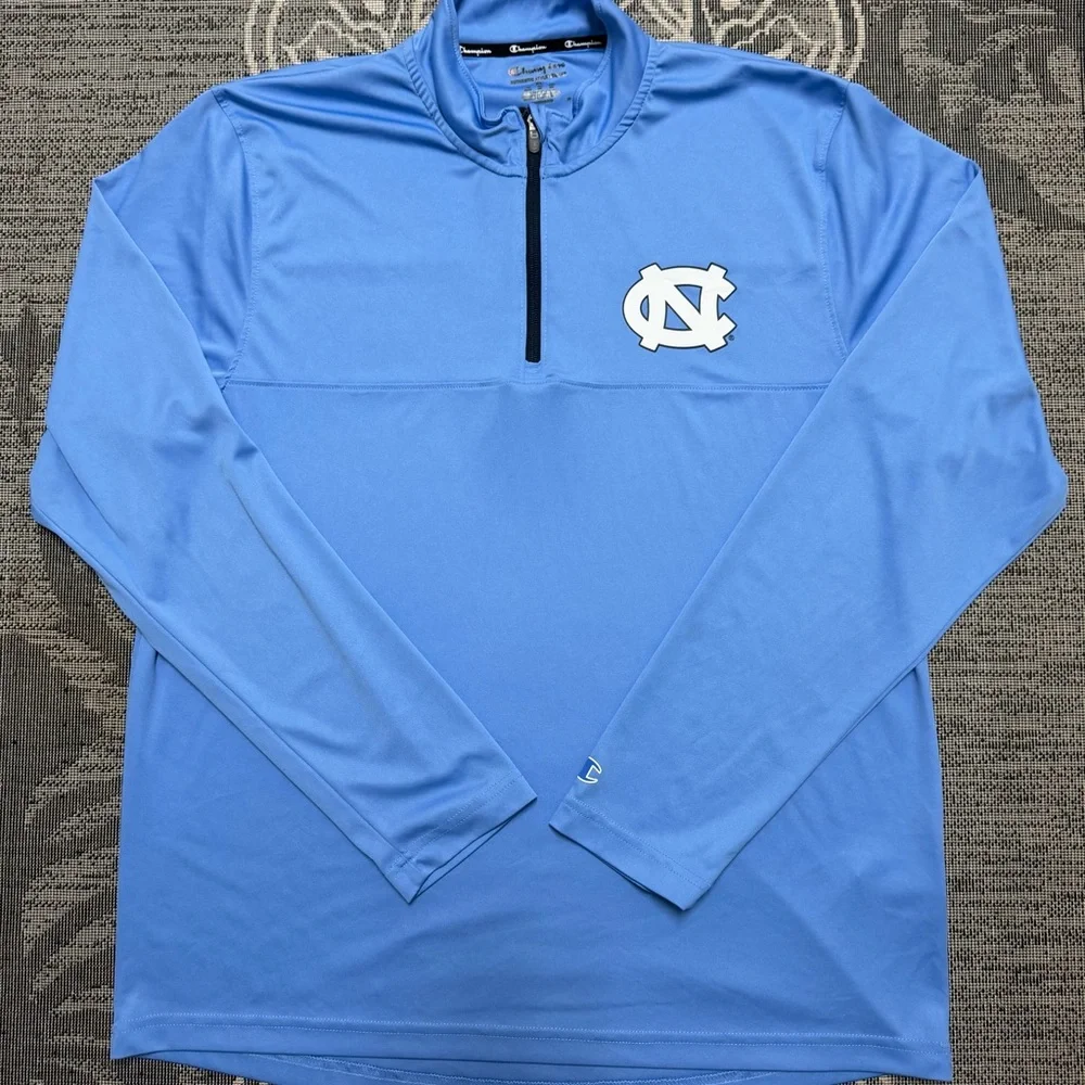 Champion Light Blue Quarter-Zip Pullover with Logo - Picture 1 of 1